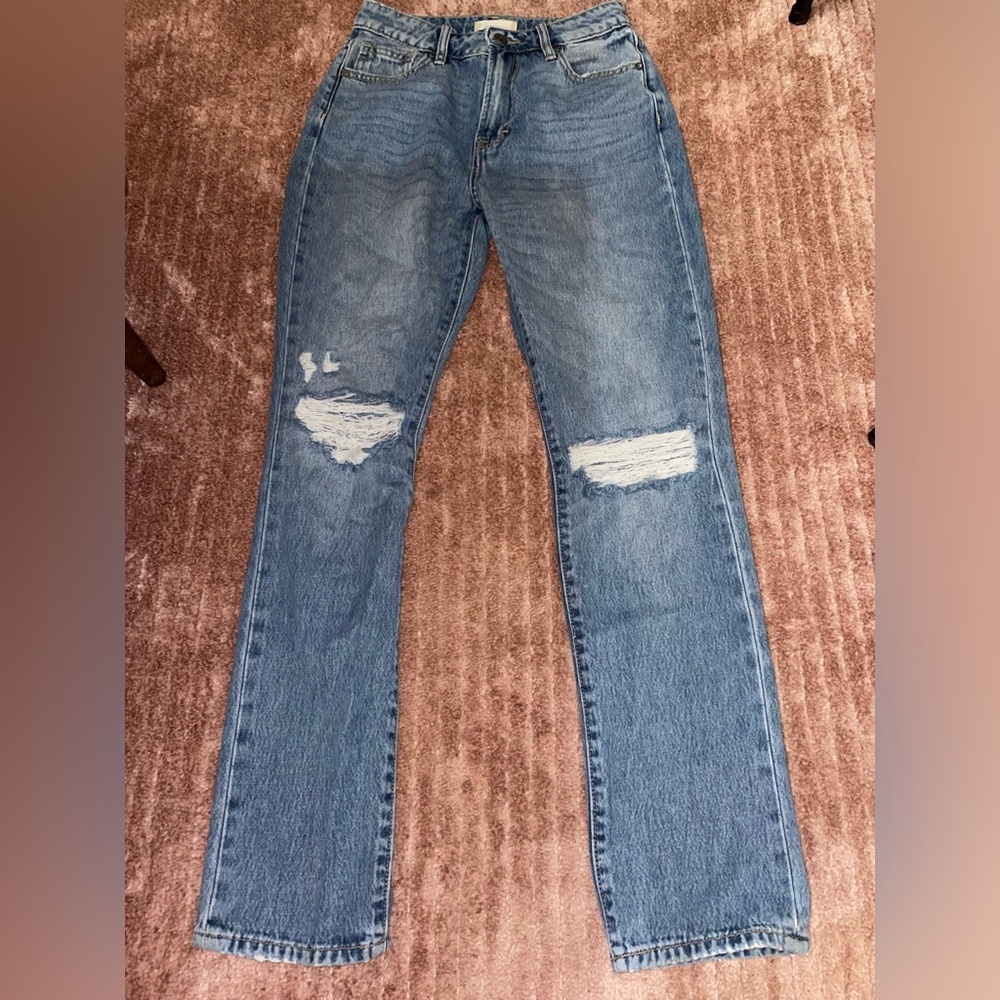 Altar'd State Women's Blue Straight Leg Jeans